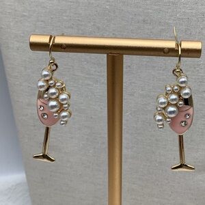 Bubbly Champagne Enamel and Pearl pierced Earrings